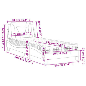 Bed met matras kunstleer grijs 90x190 cm 8721012352476 11