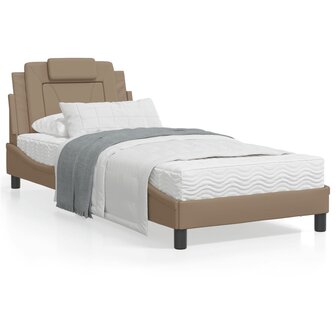 Bed met matras kunstleer cappuccinokleurig 90x190 cm 8721012352483 1