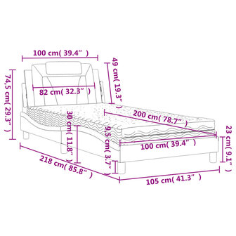 Bed met matras kunstleer grijs 100x200 cm 8721012352612 11