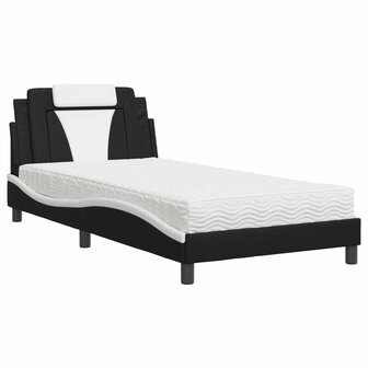 Bed met matras kunstleer zwart en wit 100x200 cm 8721012352636 2