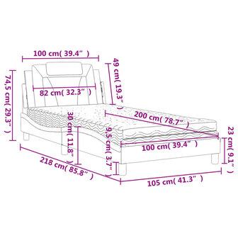 Bed met matras kunstleer zwart en wit 100x200 cm 8721012352636 12