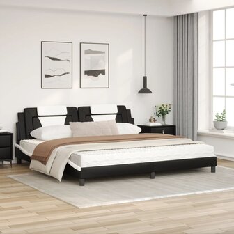 Bed met matras kunstleer zwart en wit 200x200 cm 8721012353053 3