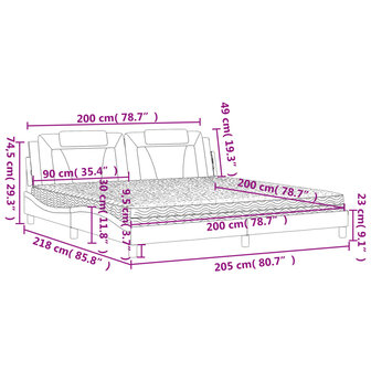 Bed met matras kunstleer zwart en wit 200x200 cm 8721012353053 12