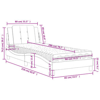 Bed met matras kunstleer wit 80x200 cm 8721012353084 11