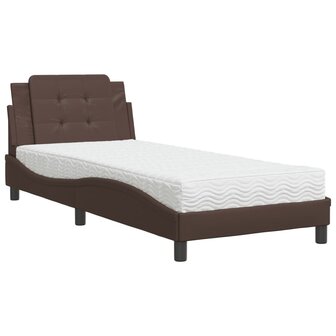 Bed met matras kunstleer bruin 80x200 cm 8721012353091 2