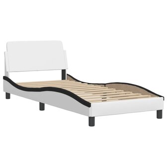 Bed met matras kunstleer wit en zwart 90x190 cm 8721012353206 4