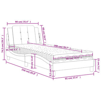 Bed met matras kunstleer zwart en wit 90x200 cm 8721012353268 12