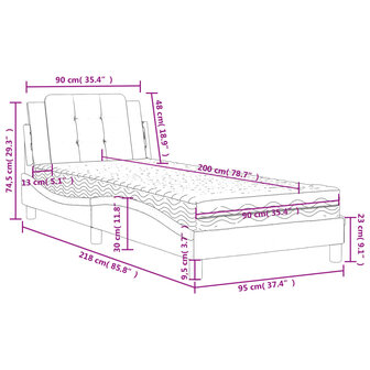 Bed met matras kunstleer zwart en wit 90x200 cm 8721012353275 12