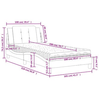 Bed met matras kunstleer grijs 100x200 cm 8721012353312 11