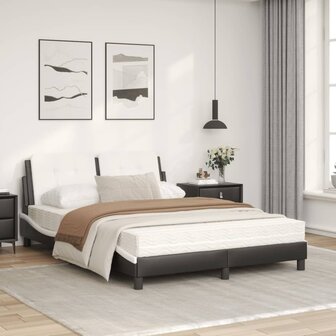 Bed met matras kunstleer zwart en wit 140x200 cm 8721012353541 3