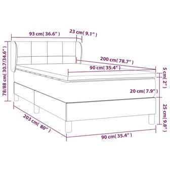 Boxspring met matras stof donkergrijs 90x200 cm 8720287400905 7