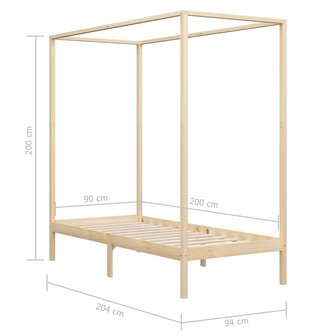 Hemelbedframe massief grenenhout 90x200 cm 8719883677330 7