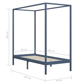 Hemelbedframe massief grenenhout grijs 90x200 cm 8719883677576 7