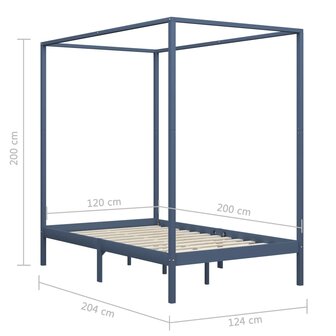 Hemelbedframe massief grenenhout grijs 120x200 cm 8719883677590 7