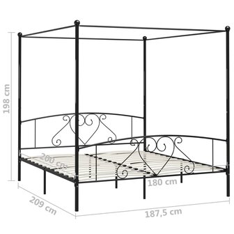 Hemelbedframe metaal zwart 180x200 cm 8719883783543 5