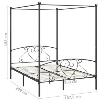 Hemelbedframe metaal grijs 160x200 cm 8719883783604 5