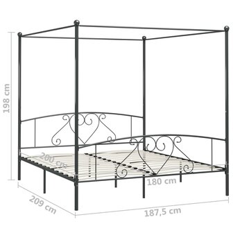 Hemelbedframe metaal grijs 180x200 cm 8719883783611 5