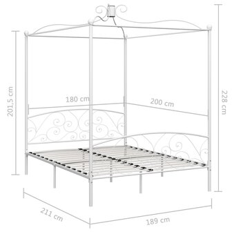 Hemelbedframe metaal wit 180x200 cm 8719883791678 6