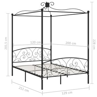 Hemelbedframe metaal zwart 120x200 cm 8719883791708 6