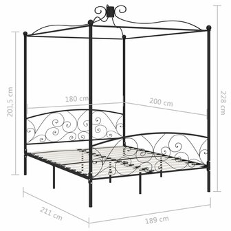 Hemelbedframe metaal zwart 180x200 cm 8719883791739 5