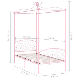 Hemelbedframe metaal roze 90x200 cm 8719883791807 6