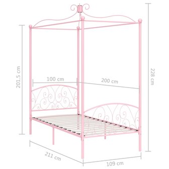 Hemelbedframe metaal roze 100x200 cm 8719883791814 6