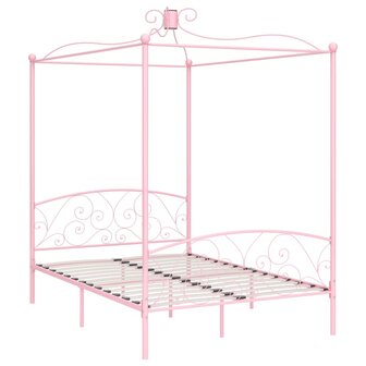 Hemelbedframe metaal roze 140x200 cm 8719883791838 2