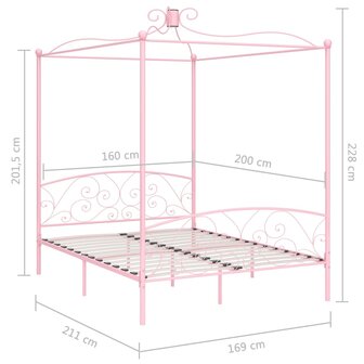 Hemelbedframe metaal roze 160x200 cm 8719883791845 6