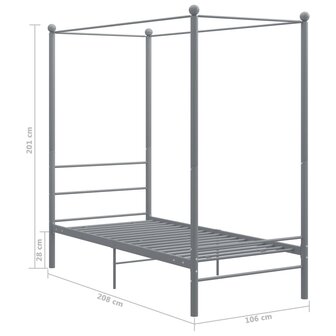 Hemelbedframe metaal grijs 100x200 cm 8720286163719 6