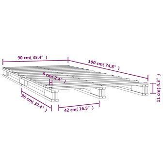 Palletbed massief grenenhout zwart 90x190 cm 8720287140115 8