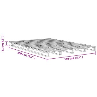 Palletbed massief grenenhout wasbruin 140x200 cm 8721012315297 9