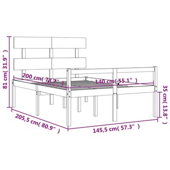 Seniorenbed met hoofdbord massief hout honingbruin 140x200 cm 8720845405243 12