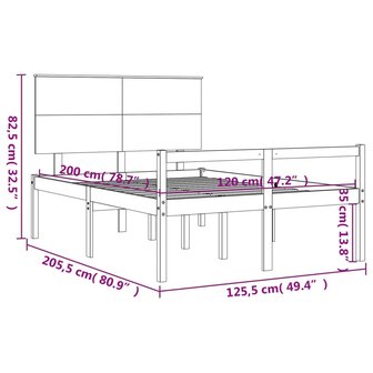 Seniorenbed met hoofdbord massief hout grijs 120x200 cm 8720845406486 12