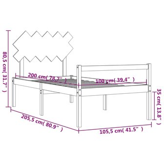 Seniorenbed met hoofdbord massief hout wit 100x200 cm 8720845407070 12