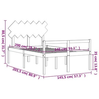 Seniorenbed met hoofdbord massief hout honingbruin 140x200 cm 8720845407193 12