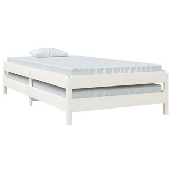 Bed stapelbaar 100x200 cm massief grenenhout wit 8720287073666 5