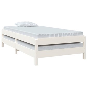 Bed stapelbaar 90x190 cm massief grenenhout wit 8720287073819 5