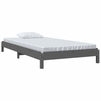 Bed stapelbaar 75x190 cm massief grenenhout grijs 8720287073871 3