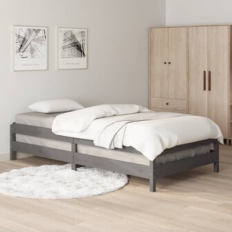 Bed stapelbaar 75x190 cm massief grenenhout grijs 8720287073871 4