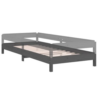 Bed stapelbaar 75x190 cm massief grenenhout grijs 8720287073871 6