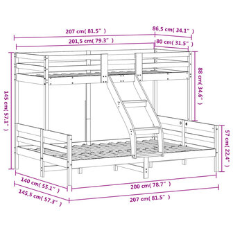 Stapelbed massief grenenhout wit 80x200/140x200 cm 8721012242753 9