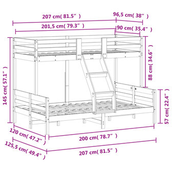 Stapelbed massief grenenhout 90x200/120x200 cm 8721012242784 9