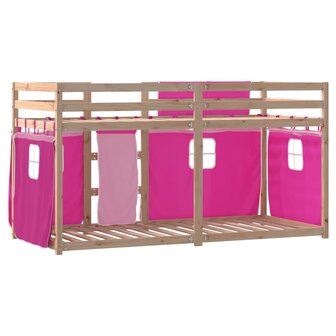 Stapelbed met gordijnen 75x190 cm grenenhout roze 8721102689529 7