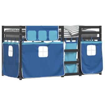 Stapelbed met gordijnen 75x190 cm massief grenenhout blauw 8721102689604 4