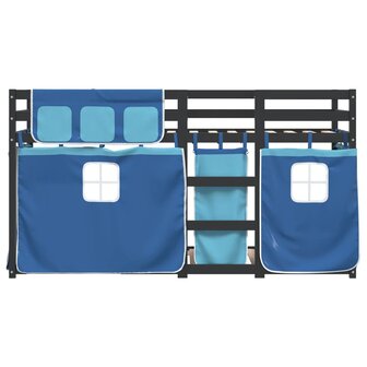 Stapelbed met gordijnen 75x190 cm massief grenenhout blauw 8721102689604 5