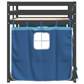 Stapelbed met gordijnen 75x190 cm massief grenenhout blauw 8721102689604 6