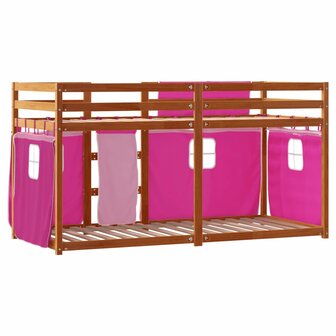 Stapelbed met gordijnen 75x190 cm grenenhout roze 8721102689673 9