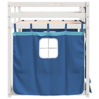 Stapelbed met gordijnen 90x190 cm massief grenenhout blauw 8721102689819 6