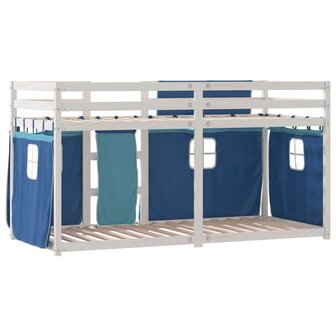 Stapelbed met gordijnen 90x190 cm massief grenenhout blauw 8721102689819 7