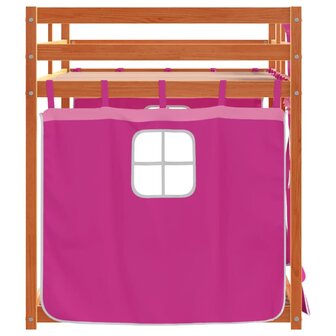 Stapelbed met gordijnen 90x190 cm grenenhout roze 8721102689918 6